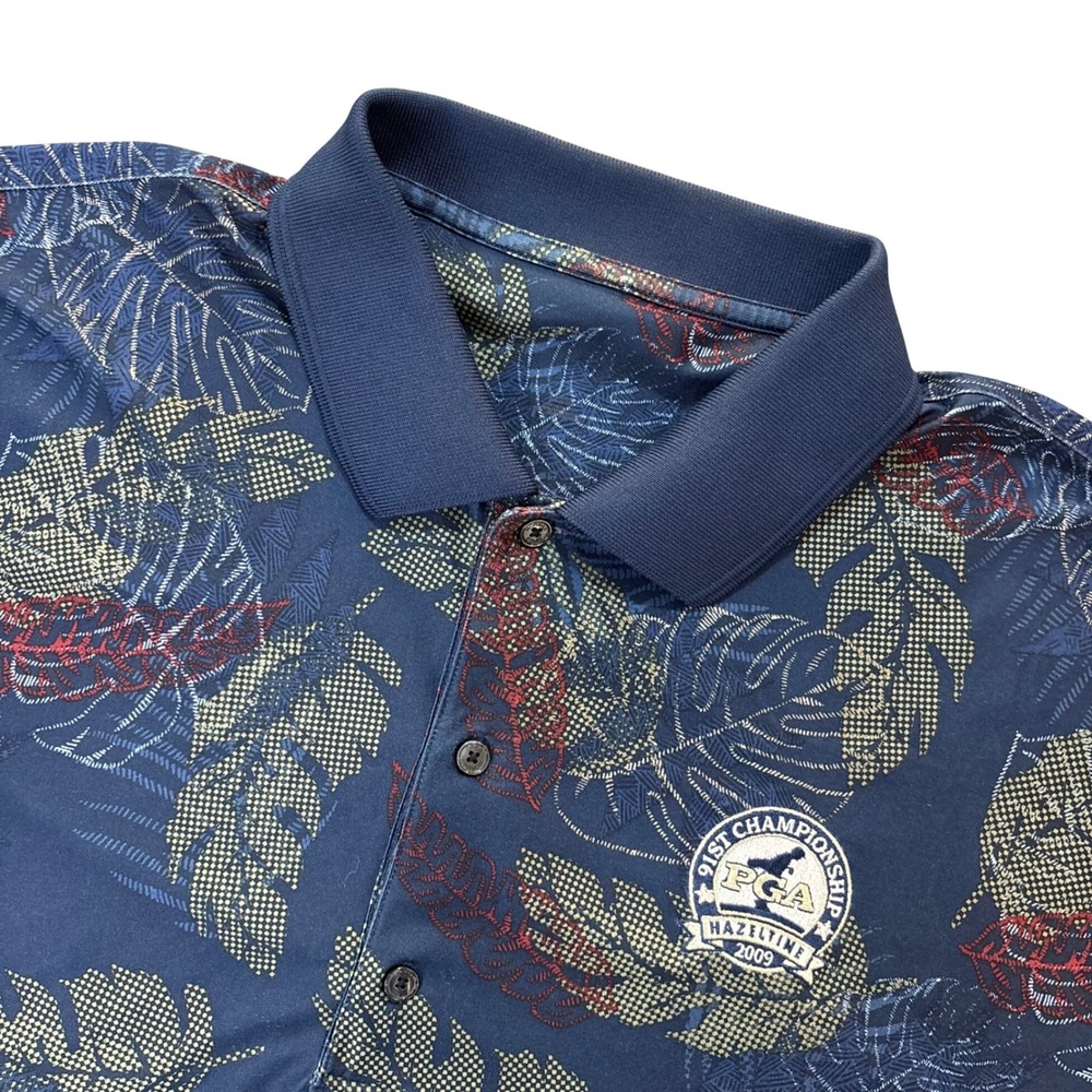 GREG NORMAN Mens 2X Blue Floral PGA Championship 2009‎ Polo Shirt Golf